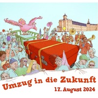 Grafik zum Umzug in die Zukunft in Karlsruhe. 